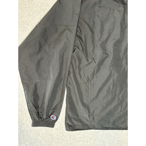 Vintage Black Champion Windbreaker With Hood Quarter Zip With Pockets Large - Picture 13 of 15